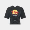 Cropped t-shirt in printed cotton