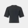 Cropped t-shirt in printed cotton