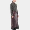 Double layer midi skirt in fake leather