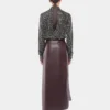 Double layer midi skirt in fake leather