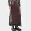 Double layer midi skirt in fake leather