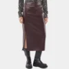 Double layer midi skirt in fake leather