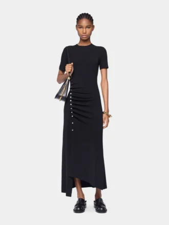 Draped long dress in jersey
