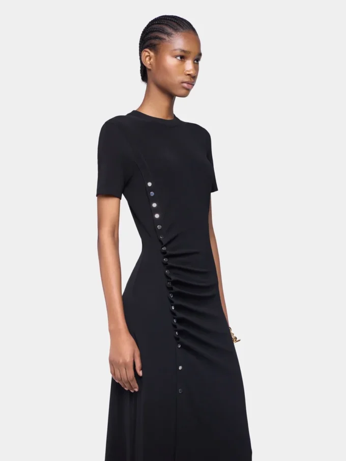 Draped long dress in jersey
