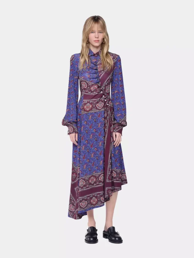 Draped midi dress in printed jersey