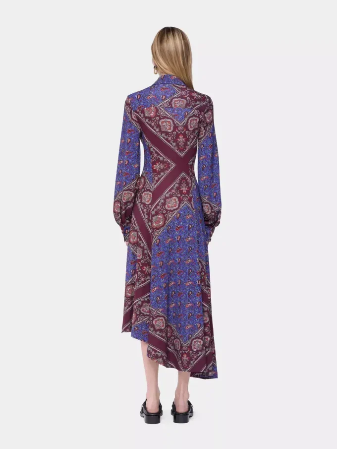 Draped midi dress in printed jersey