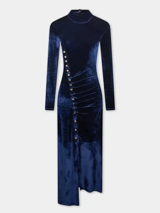 Draped midi dress in velvet