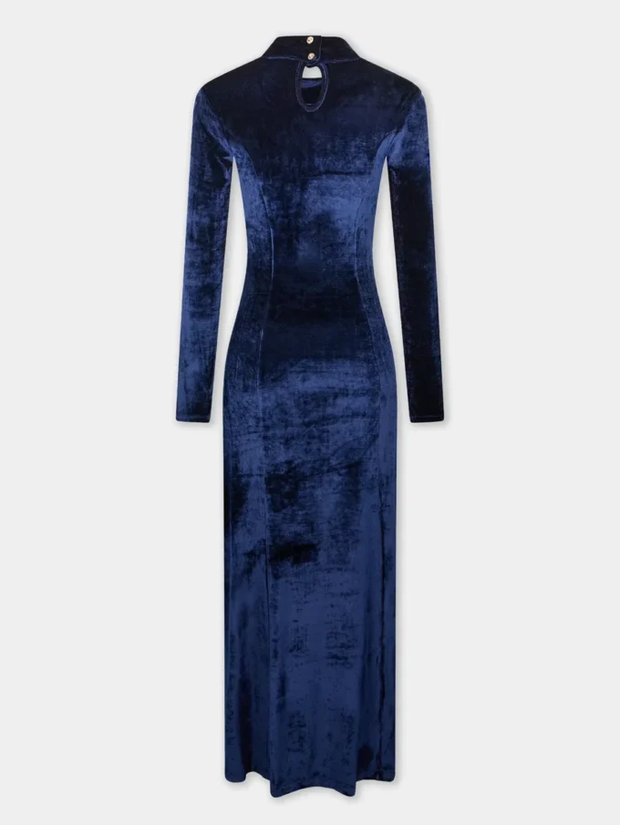 Draped midi dress in velvet