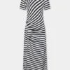 Draped midi dress in wool