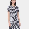 Draped midi dress in wool