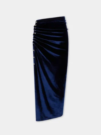 Draped midi skirt in velvet