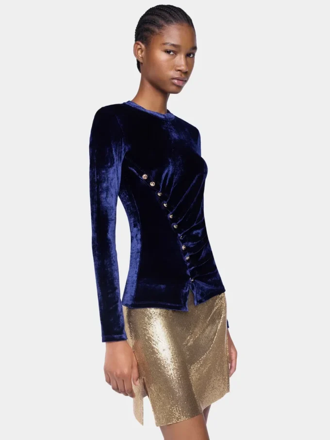 Draped top in velvet
