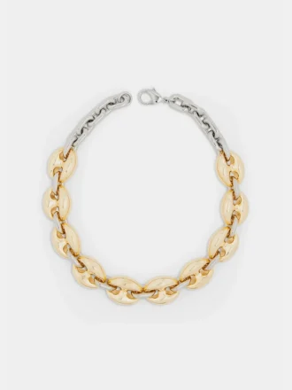 Eight chunky gold/silver necklace