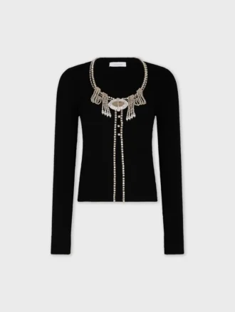 Embroidered knit cardigan