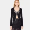 Embroidered knit cardigan
