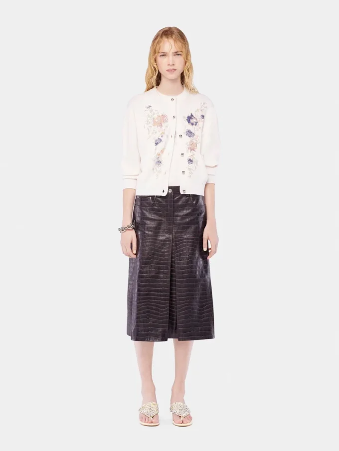 Embroidered wool top