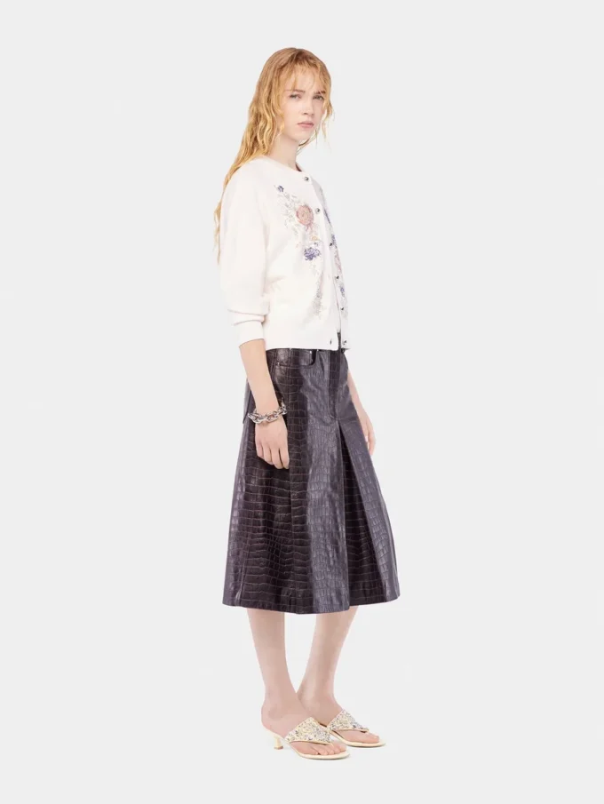Embroidered wool top