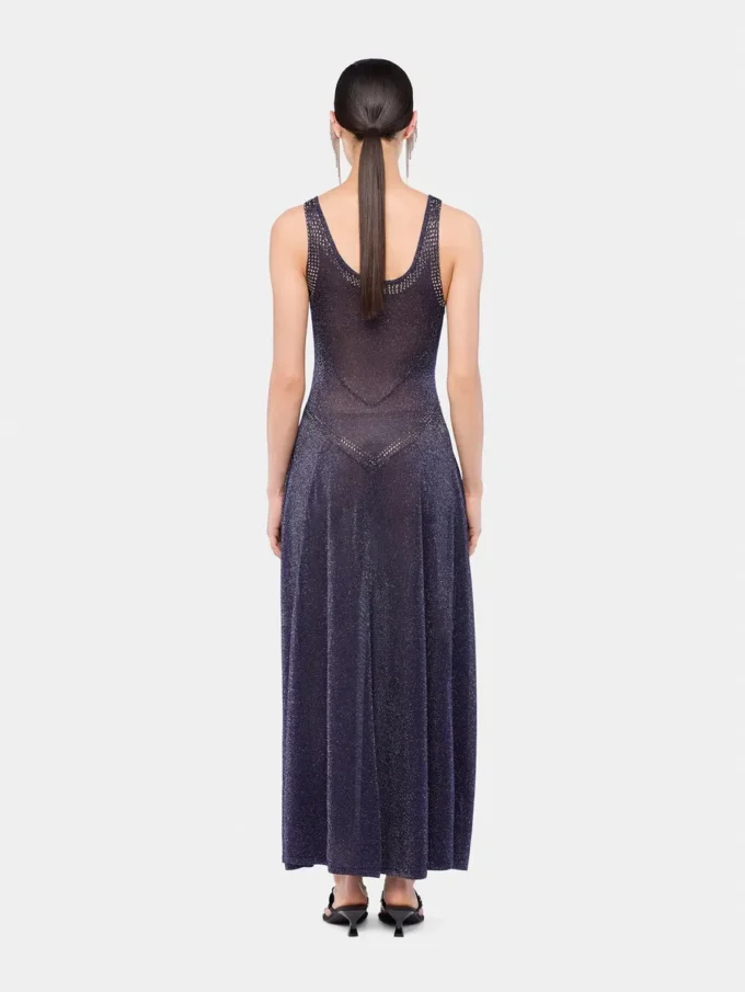 Flared knit dress with hotfix details