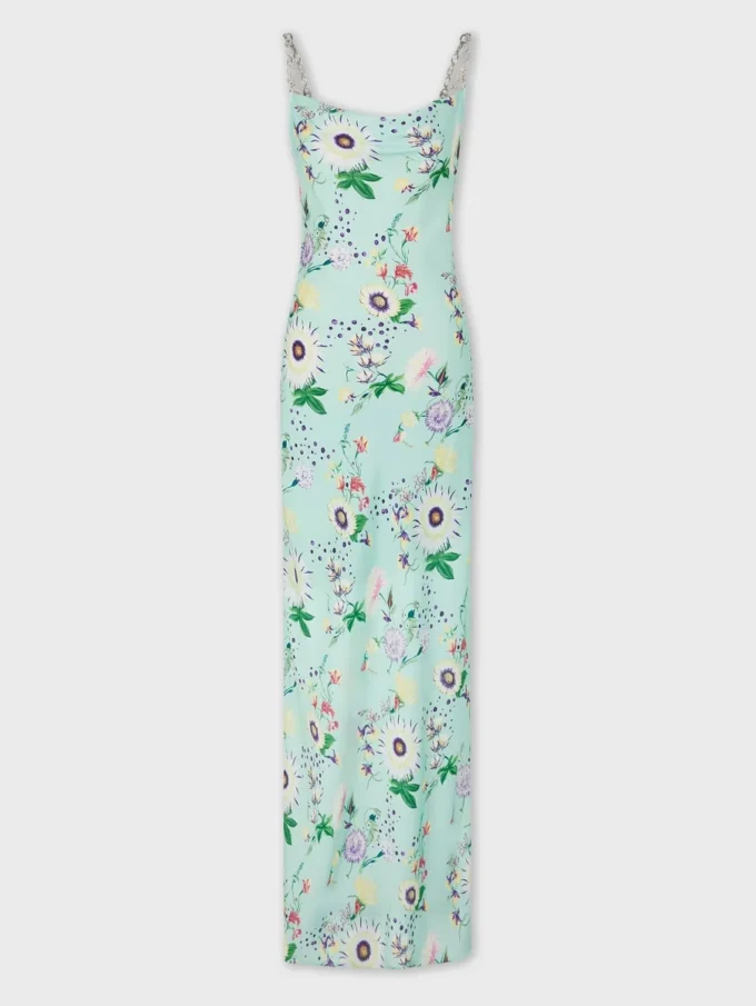 Floral patterned dress with chain details