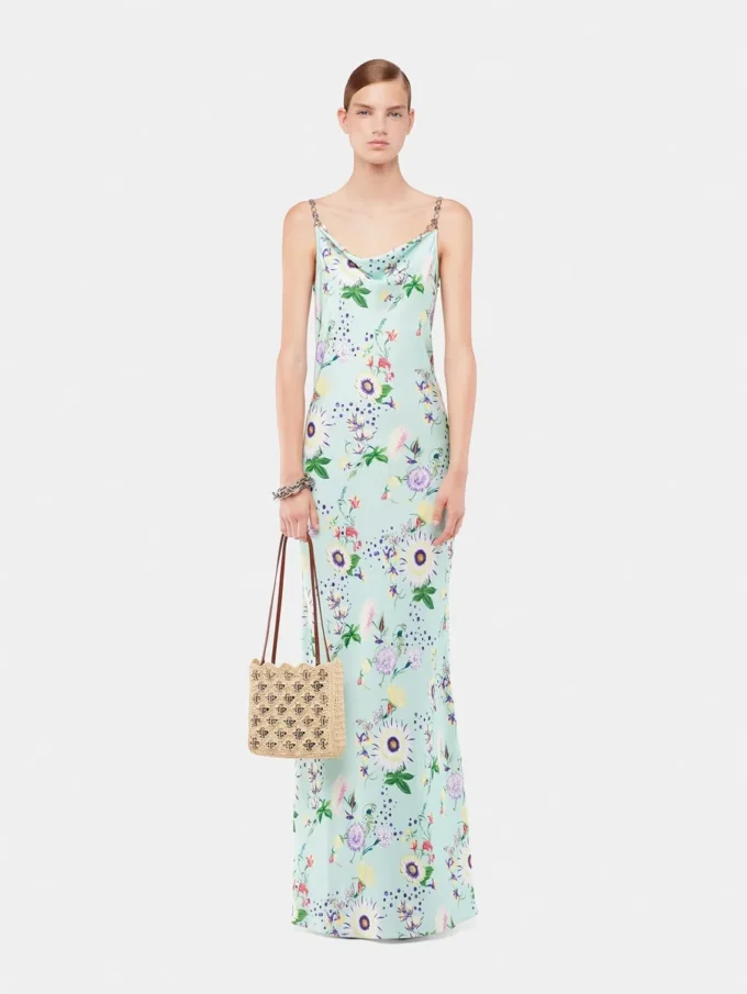 Floral patterned dress with chain details