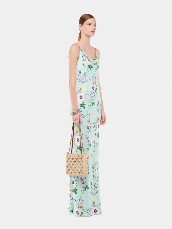 Floral patterned dress with chain details