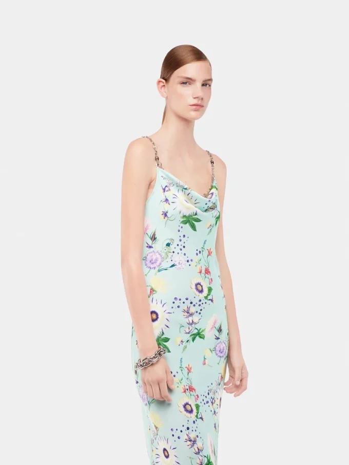 Floral patterned dress with chain details