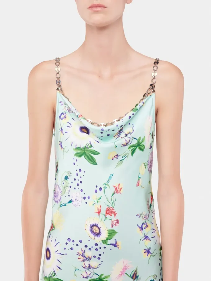 Floral patterned dress with chain details