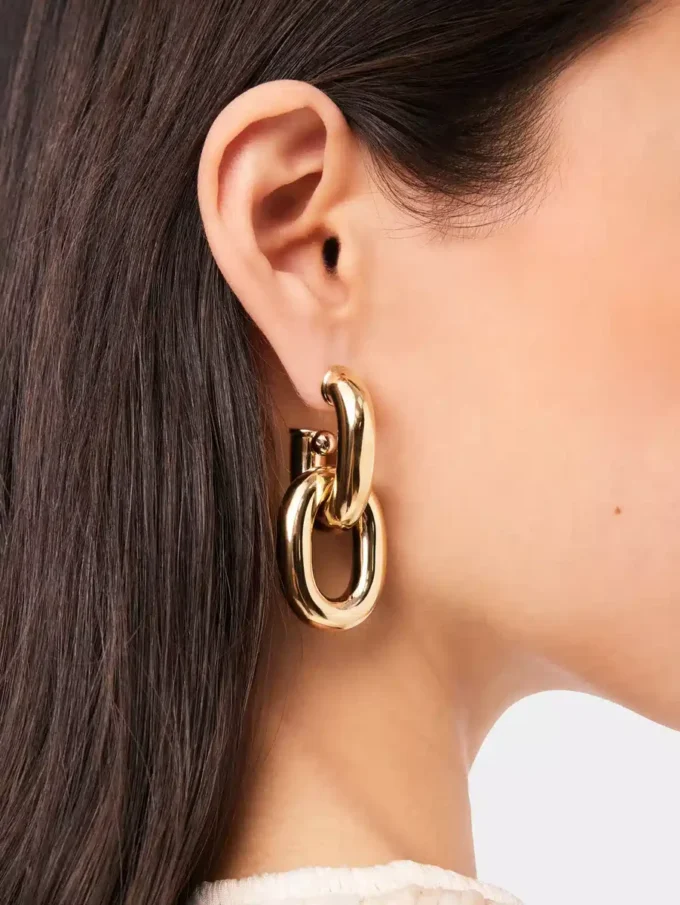 Gold double XL Link earrings Gold double XL Link earrings