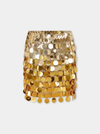 Gold mini skirt in gradient assembly