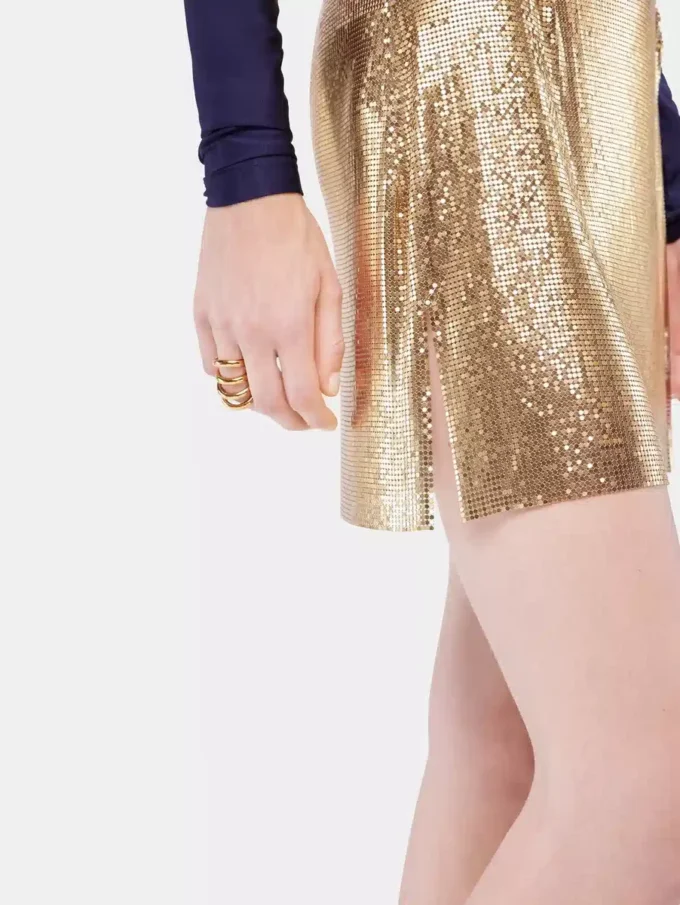 Gold mini skirt in mesh