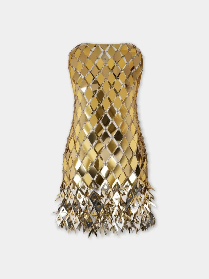 Gold short dress in assembly