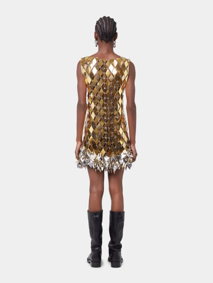Gold short dress in assembly