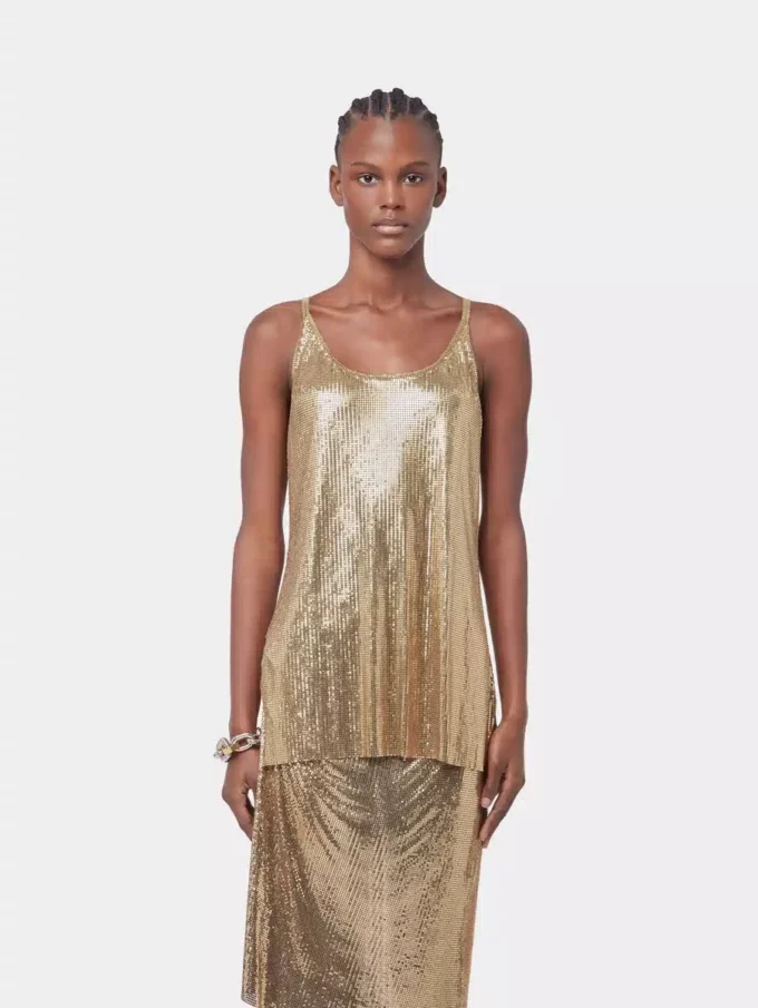 Gold tank top in mesh