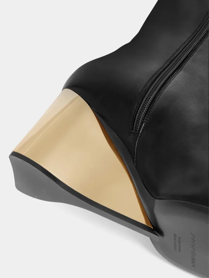 Golden heel knee-high leather Boots