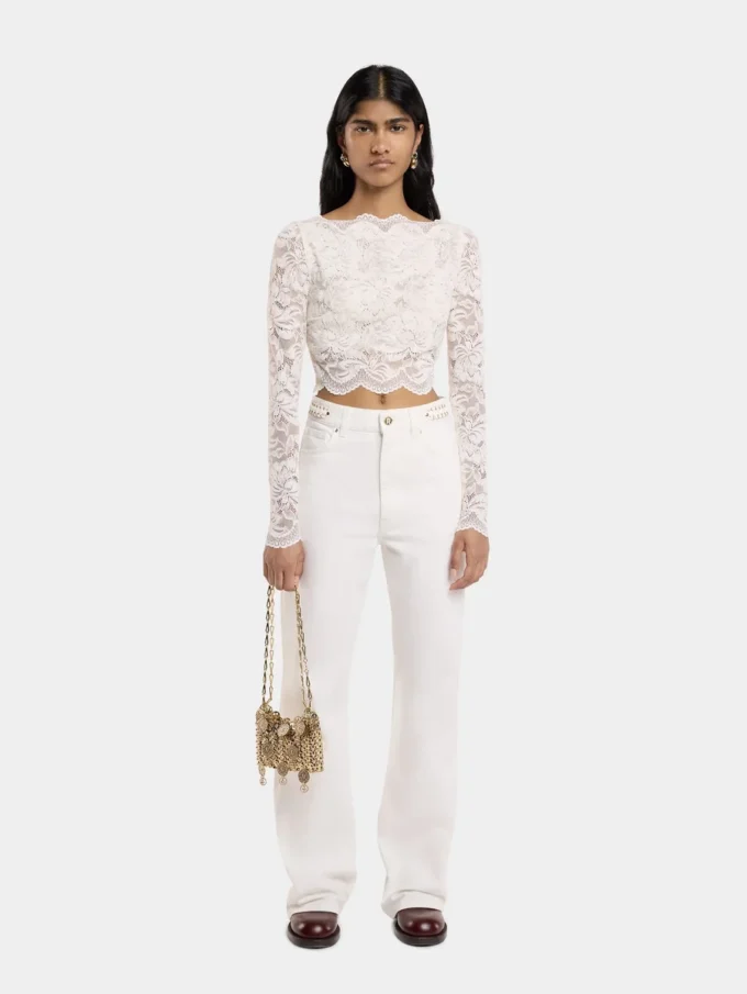 Ivory crop top in lace