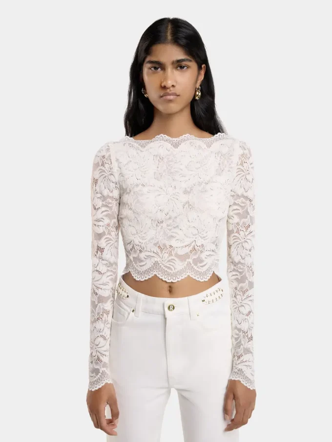 Ivory crop top in lace