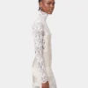 Ivory long dress in lace and jersey
