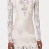 Ivory long dress in lace and jersey