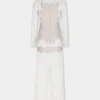 Ivory long dress in lace and jersey