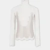 Ivory long-sleeved top in lace and jersey