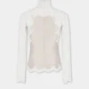 Ivory long-sleeved top in lace and jersey