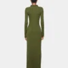 Khaki Long dress in wool
