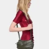 Khaki Paco crossbody leather bag
