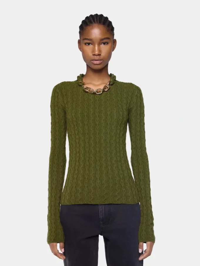 Khaki sweater in wool