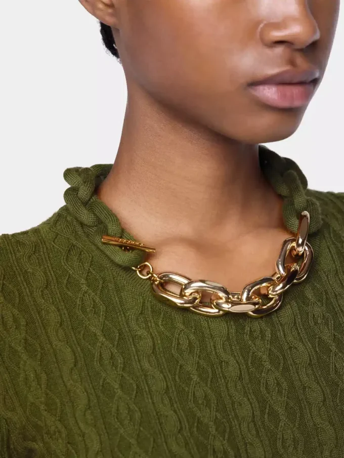 Khaki sweater in wool