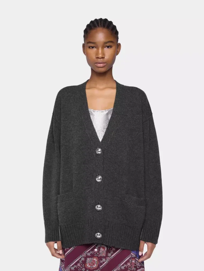 Knitted cardigan in wool and cashmere