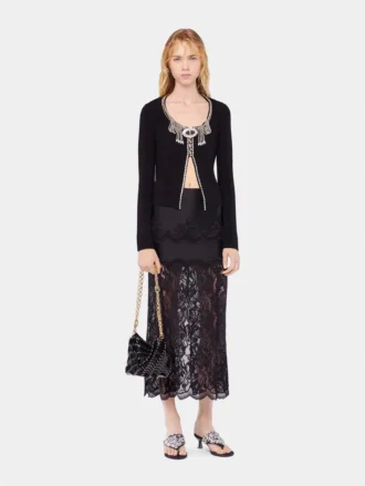 Embroidered knit cardigan