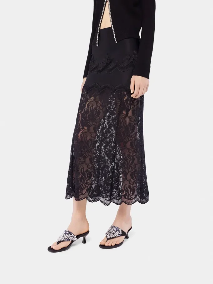 Lace midi skirt
