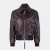 Leather bomber jacket