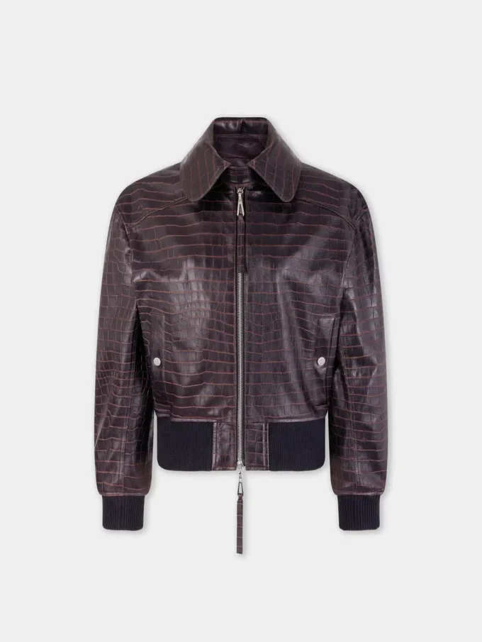 Leather bomber jacket